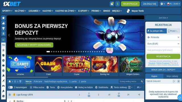 1xBet casino screenshot